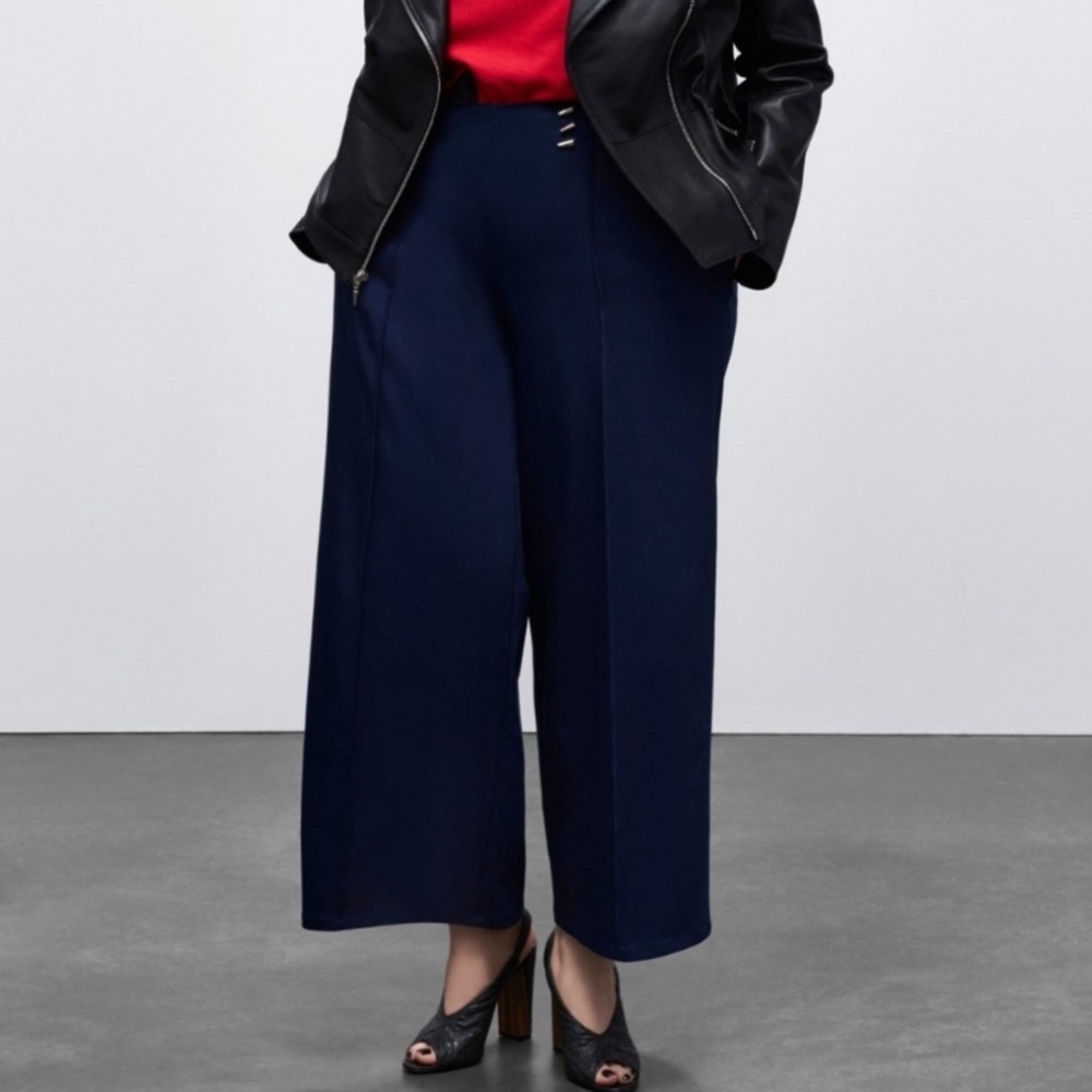 Lane Bryant X Prabal Gurung collab gorgeous navy blue dress pants NWT plus sz 28